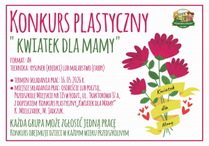 Plakat promujący konkurs plastyczny- Kwiatki dla Mamy.
