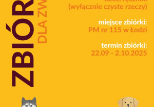 plakat dotyczący zbiórki dla zwierząt